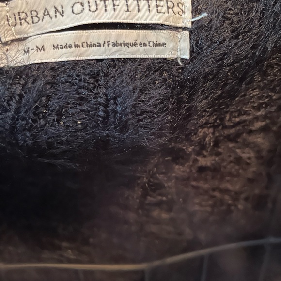 Black Fuzzy Urban Outfitters Crop Sweater - Picture 3 of 4